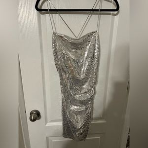 ZARA silver disco and diamond bachelorette dress